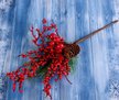 Ветка для декора Зимние мечты ягодная веточка с шишкой, 30см 3535544