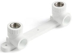 Угольник полипропиленовый двойной Pro Aqua d20x1/2" внутренняя резьба, с креплением