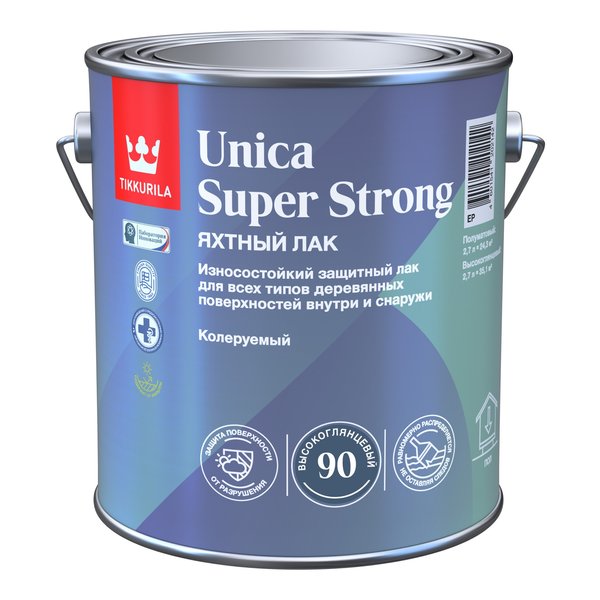 Лак универсальный Tikkurila UNICA SUPER STRONG 90 EP высокоглянцевый (2,7л)