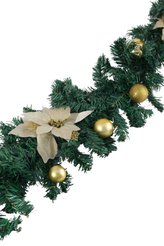 Гирлянда-хвоя искусственная 200см с золотыми цветами и шарами, SYTT-0823009