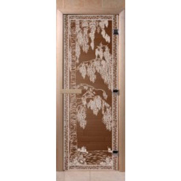 Дверь для сауны бронза рис.Березка 190х70