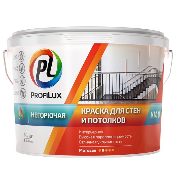 Краска для стен и потолков Profilux НЕГОРЮЧАЯ КМ0 (14кг)