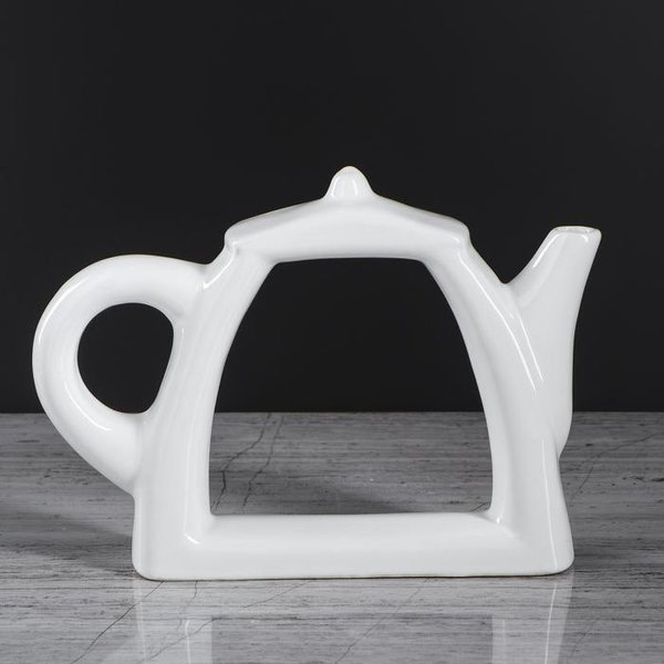 Ваза керамическая, коллекция Арт-хаус, форма чайник, цвет белый, глазурь, глянец, 1455204
