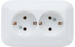 Розетка двойная встраиваемая duwi Basis с заземлением цвет белый 