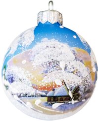 Шар с узором Зимняя дорога 6,5см, голубой, подарочная упаковка, КУ-65-204040