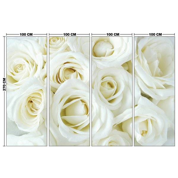 Фотообои Белые розы 400х270см виниловые на флизелиновой основе