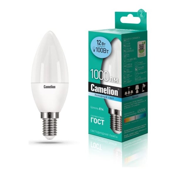 Лампа светодиодная Camelion LED12-C35/845/E14 12Вт 220В свеча нейтральный свет