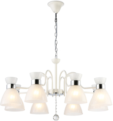 Люстра подвесная TR3186/8 WH/CH/FR белый/хром/белый матовый E27/8 max 60W D750х410/800