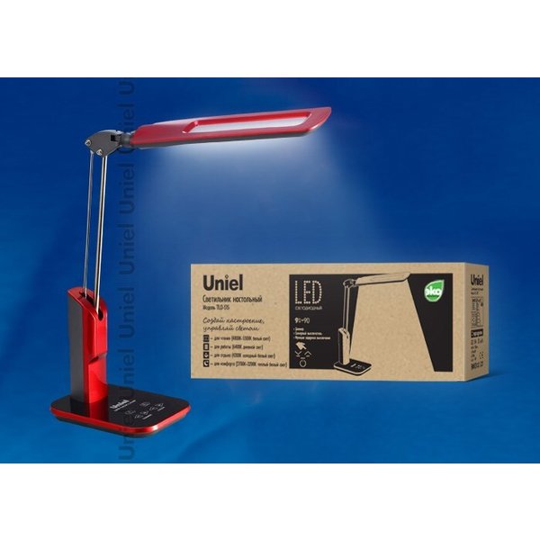 Светильник настольный светодиодный UNIEL TLD-515 Red/900Lm/2700-6400K/Dimmer красный 