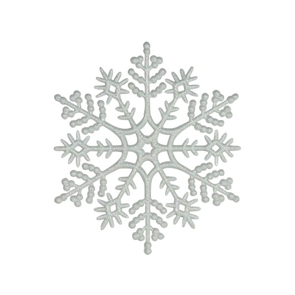 Украшение подвесное Снежинка классика эконом Белый глиттер MAB000-0 d 120х3мм