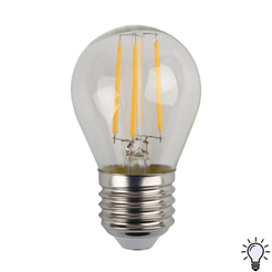Лампа светодиодная ЭРА F-LED P45-7W-840-E27 7Вт филамент шар нейтральный белый свет Е27