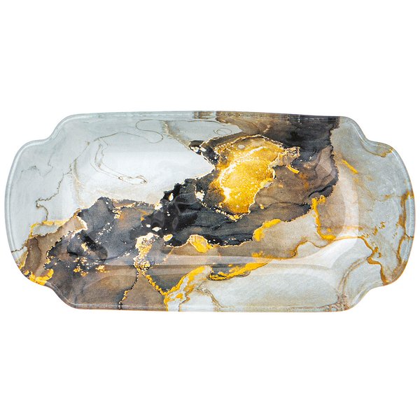 Блюдо сервировочное Lefard Marble 19х9х2,5см серый, стекло