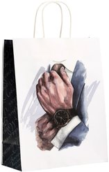 Пакет подарочный крафтовый 25х12х32см Джентльмен