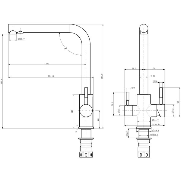 Смеситель для кухни OLIVE’S BALEAR 13450BL с переключением на фильтр для питьевой воды,нержавеющая сталь
