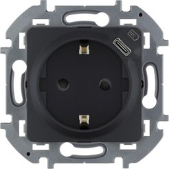 Розетка встраиваемая LEGRAND Inspiria 673773 с заземлением/USB цвет антрацит
