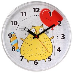 Часы настенные d30,5см Классика, пластик, круглый, кот, серебро 77777720