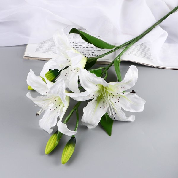 Цветы искусственные Лилия галант d13см 66см, белый