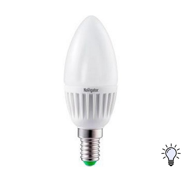 Лампа светодиодная Navigator 7Вт Е14 свеча 4000К свет нейтральный белый