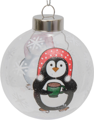 Шар с узором Пингвин 8см, прозрачный, SYQC2-0125147
