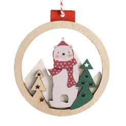 Украшение из дерева Белый Медведь 10х9см SYMZPA-4422096