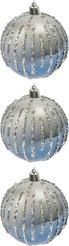 Набор шаров 3шт 8см голубой, ручная роспись, SYQB-0124232