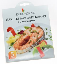 Пакет д/запекания EUROHOUSE 30х40см 12мкм 5шт с завязками, ПЭТ
