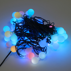 Электрогирлянда внутренняя Шары Радуга 5м 50LED d1,7см, мультиколор RGB7, темно-зеленый кабель
