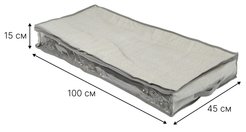 Кофр д/хранения подкроватный Qually 15х100х45см с молнией, с принтом, серый, спанбонд