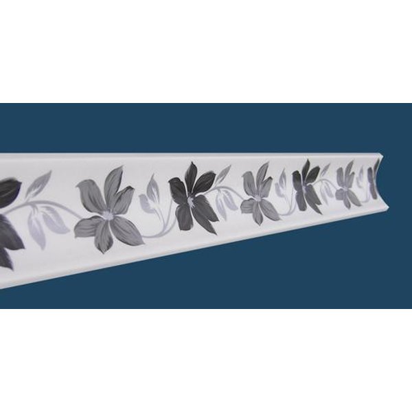 Плинтус потолочный Панда экструд.для натяжного потолка 524/3 цветок черный (2м)
