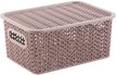 Корзинка д/хранения Violet Вязь 3л 23,5х17,3х10,5см с крышкой, розовый нюд ПП