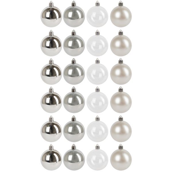 Набор шаров 24шт 6см жемчужный+серебро SYQA-012245