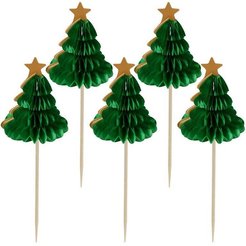 Топпер д/украшения Multidom Елочки 5шт бумага, бамбук