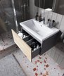 Тумба подвесная TWIN mini 60см антрацит/дуб крафт золотой в комплекте с раковиной