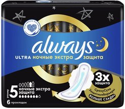 Прокладки гигиенические Always Ultra 7/6шт Night Deo Single