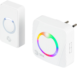 Звонок дверной ЭРА C101 беспроводной RGB подсветка от сети белый 36 мелодий