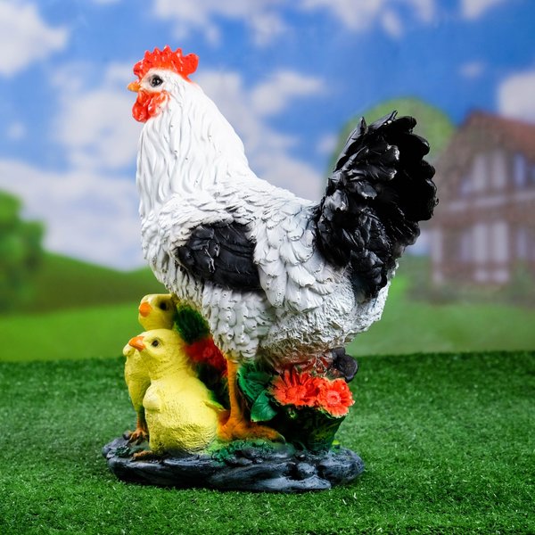 Фигура садовая Курица с цыплятами 17х25х33см