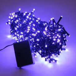 Электрогирлянда внутренняя Нить Shaggy 8м 400LED, фиолетовый, яркий свет, с контролером, зеленый кабель