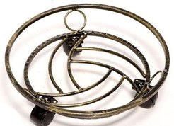 Подставка для цветов на 1 горшок 38х38см h11см, на колесах, металл, черное золото, 12-006