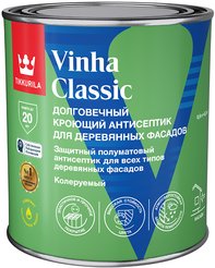 Антисептик кроющий Tikkurila/Tikkivala Vinha Classic полуматовый белый База A (0,9л)