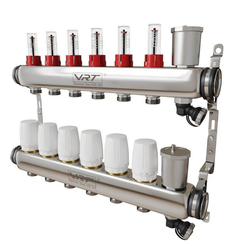 Группа коллекторная с расходомерами VRT 1"x3/4" 6 вых. нерж.сталь