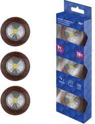 Фонарь-подсветка Pushlight светодиодный самоклеящийся REV COB 3 Вт 3Pack дерево