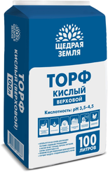 Торф верховой Щедрая Земля прессованный кислый 100л