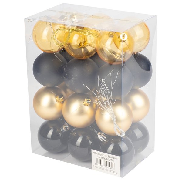 Набор шаров 24шт 6см чёрный+золото SYQA-012273