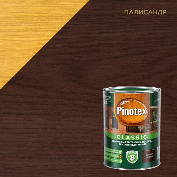 Покрытие защитное декоративное Pinotex Classic палисандр 1л