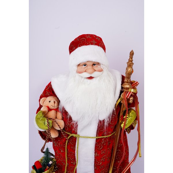 Фигура Дед Мороз в красной шубе с подарками и посохом L39 W26 H65см