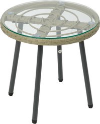 Столик кофейный садовый Алжир d45см h45см, сталь/иск.ротанг/стекло, 70392B