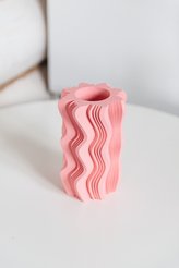 Ваза декоративная из гипса Волна 17см для сухих растений розовая