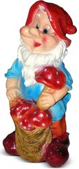 Фигура садовая Гном с грибами h70см F03131