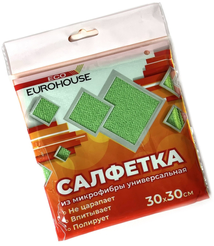 Салфетка д/уборки EUROHOUSE 30х30см микрофибра