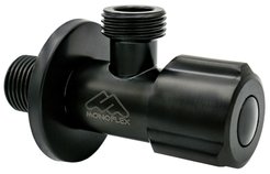 Кран угловой черный для подключения сантех.арматуры 1/2"х1/2"